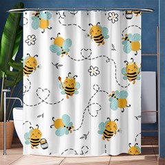 Bee Art Pattern Design Wallpaper Background Print Shower Curtain 60  X 72  (medium)  by Ravend