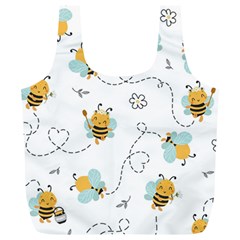 Bee Art Pattern Design Wallpaper Background Print Full Print Recycle Bag (xl) by Ravend