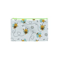 Bee Art Pattern Design Wallpaper Background Print Cosmetic Bag (xs) by Ravend