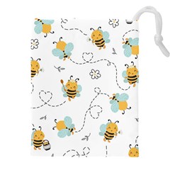 Bee Art Pattern Design Wallpaper Background Print Drawstring Pouch (4xl) by Ravend