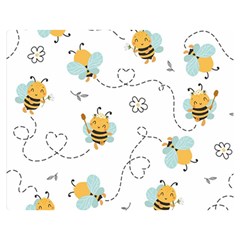 Bee Art Pattern Design Wallpaper Background Print One Side Premium Plush Fleece Blanket (medium) by Ravend