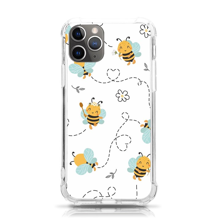 Bee Art Pattern Design Wallpaper Background Print iPhone 11 Pro 5.8 Inch TPU UV Print Case