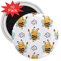 Art Bee Pattern Design Wallpaper Background 3  Magnets (10 Pack)  by Ravend