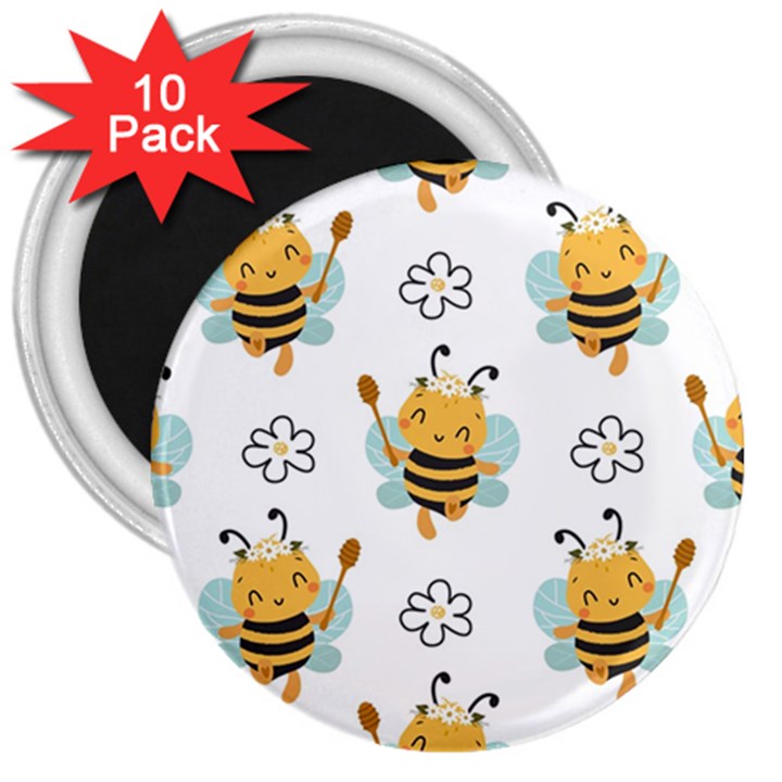 Art Bee Pattern Design Wallpaper Background 3  Magnets (10 pack) 