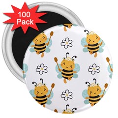 Art Bee Pattern Design Wallpaper Background 3  Magnets (100 Pack) by Ravend