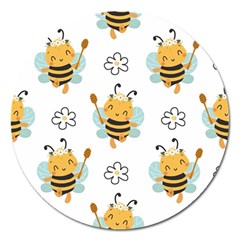 Art Bee Pattern Design Wallpaper Background Magnet 5  (round) by Ravend