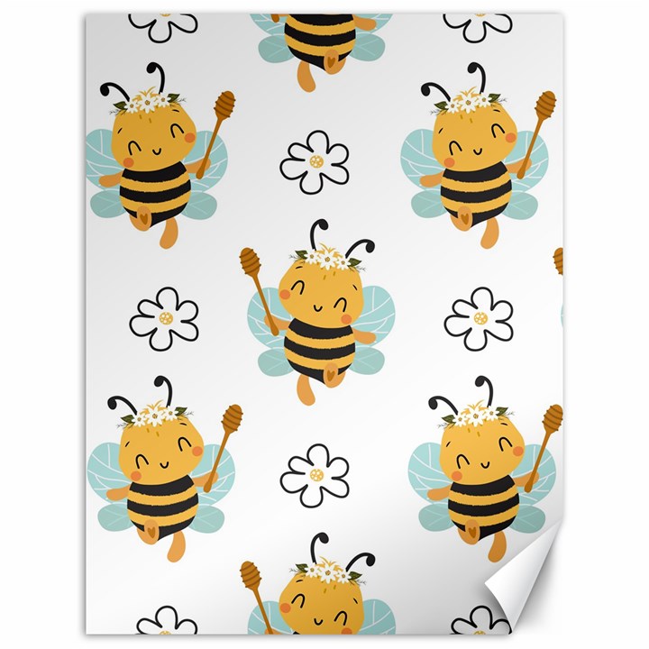 Art Bee Pattern Design Wallpaper Background Canvas 12  x 16 