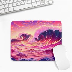 Ai Generated Waves Ocean Sea Tsunami Nautical Red Yellow Small Mousepad by Ravend