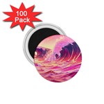 Ai Generated Waves Ocean Sea Tsunami Nautical Red Yellow 1.75  Magnets (100 pack)  Front