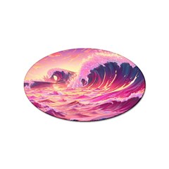 Ai Generated Waves Ocean Sea Tsunami Nautical Red Yellow Sticker (oval) by Ravend