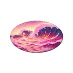 Ai Generated Waves Ocean Sea Tsunami Nautical Red Yellow Sticker Oval (10 pack) Front