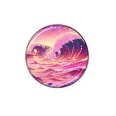 Ai Generated Waves Ocean Sea Tsunami Nautical Red Yellow Hat Clip Ball Marker (4 Pack) by Ravend