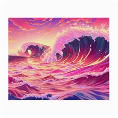 Ai Generated Waves Ocean Sea Tsunami Nautical Red Yellow Small Glasses Cloth by Ravend