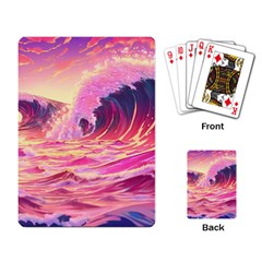 Ai Generated Waves Ocean Sea Tsunami Nautical Red Yellow Playing Cards Single Design (rectangle) by Ravend