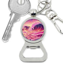 Ai Generated Waves Ocean Sea Tsunami Nautical Red Yellow Bottle Opener Key Chain by Ravend