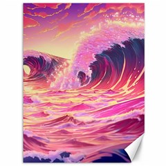 Ai Generated Waves Ocean Sea Tsunami Nautical Red Yellow Canvas 36  X 48  by Ravend