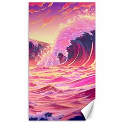 Ai Generated Waves Ocean Sea Tsunami Nautical Red Yellow Canvas 40  X 72  by Ravend