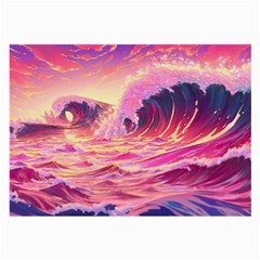 Ai Generated Waves Ocean Sea Tsunami Nautical Red Yellow Large Glasses Cloth by Ravend