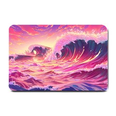 Ai Generated Waves Ocean Sea Tsunami Nautical Red Yellow Small Doormat by Ravend