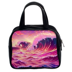 Ai Generated Waves Ocean Sea Tsunami Nautical Red Yellow Classic Handbag (two Sides) by Ravend