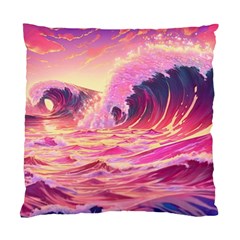 Ai Generated Waves Ocean Sea Tsunami Nautical Red Yellow Standard Cushion Case (two Sides) by Ravend