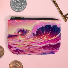 Ai Generated Waves Ocean Sea Tsunami Nautical Red Yellow Mini Coin Purse by Ravend