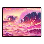 Ai Generated Waves Ocean Sea Tsunami Nautical Red Yellow One Side Fleece Blanket (Small) 50 x40  Blanket Front