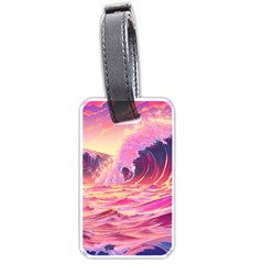 Ai Generated Waves Ocean Sea Tsunami Nautical Red Yellow Luggage Tag (one Side) by Ravend