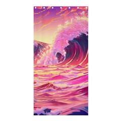 Ai Generated Waves Ocean Sea Tsunami Nautical Red Yellow Shower Curtain 36  X 72  (stall) 