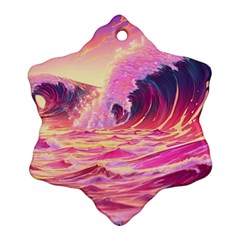 Ai Generated Waves Ocean Sea Tsunami Nautical Red Yellow Ornament (snowflake) by Ravend