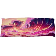 Ai Generated Waves Ocean Sea Tsunami Nautical Red Yellow Body Pillow Case (dakimakura) by Ravend