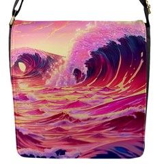 Ai Generated Waves Ocean Sea Tsunami Nautical Red Yellow Flap Closure Messenger Bag (s) by Ravend