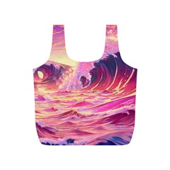 Ai Generated Waves Ocean Sea Tsunami Nautical Red Yellow Full Print Recycle Bag (s) by Ravend