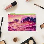 Ai Generated Waves Ocean Sea Tsunami Nautical Red Yellow Cosmetic Bag (XS) Front