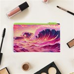 Ai Generated Waves Ocean Sea Tsunami Nautical Red Yellow Cosmetic Bag (XS) Back