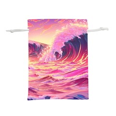 Ai Generated Waves Ocean Sea Tsunami Nautical Red Yellow Lightweight Drawstring Pouch (l) by Ravend