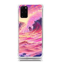 Ai Generated Waves Ocean Sea Tsunami Nautical Red Yellow Samsung Galaxy S20plus 6 7 Inch Tpu Uv Case