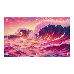 Ai Generated Waves Ocean Sea Tsunami Nautical Red Yellow Banner And Sign 5  X 3  by Ravend