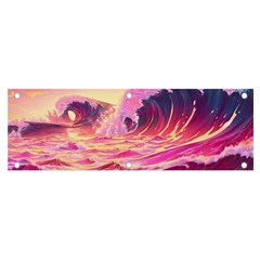 Ai Generated Waves Ocean Sea Tsunami Nautical Red Yellow Banner And Sign 6  X 2  by Ravend