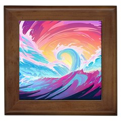 Ai Generated Waves Ocean Sea Tsunami Nautical Framed Tile by Ravend