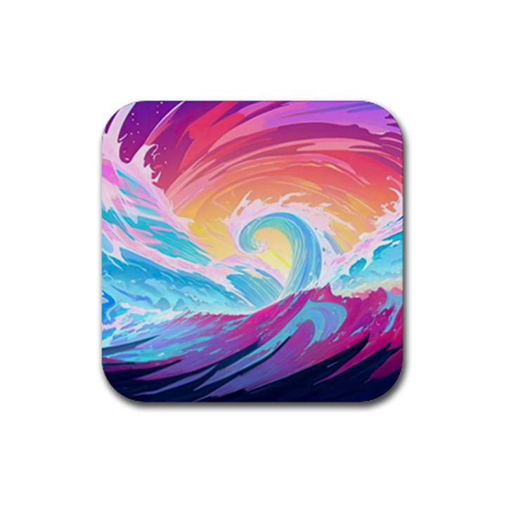 Ai Generated Waves Ocean Sea Tsunami Nautical Rubber Coaster (Square)