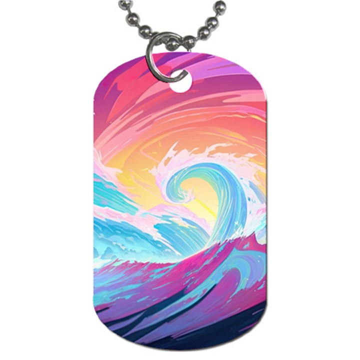 Ai Generated Waves Ocean Sea Tsunami Nautical Dog Tag (One Side)