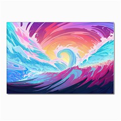 Ai Generated Waves Ocean Sea Tsunami Nautical Postcard 4 x 6  (pkg Of 10) by Ravend