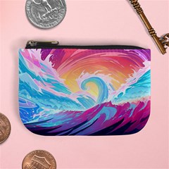 Ai Generated Waves Ocean Sea Tsunami Nautical Mini Coin Purse by Ravend