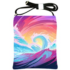 Ai Generated Waves Ocean Sea Tsunami Nautical Shoulder Sling Bag by Ravend