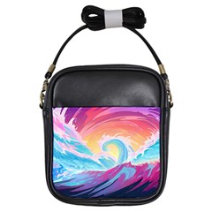 Ai Generated Waves Ocean Sea Tsunami Nautical Girls Sling Bag by Ravend