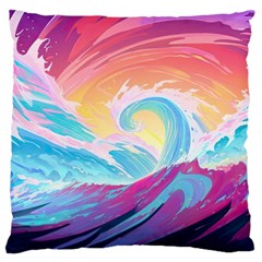 Ai Generated Waves Ocean Sea Tsunami Nautical Large Cushion Case (one Side) by Ravend