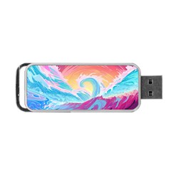 Ai Generated Waves Ocean Sea Tsunami Nautical Portable Usb Flash (one Side) by Ravend