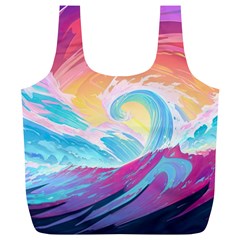 Ai Generated Waves Ocean Sea Tsunami Nautical Full Print Recycle Bag (xl) by Ravend