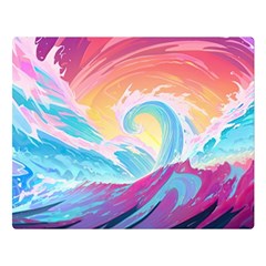 Ai Generated Waves Ocean Sea Tsunami Nautical Premium Plush Fleece Blanket (large) by Ravend